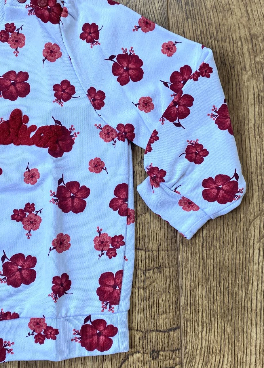 Sergent Major sweatshirt 4 years white with red flowers – Raised embroidery "Red Poppy" – photo 3